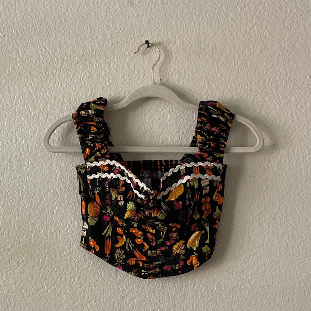 Urban Outfitters Crop Top Cotton Print Smocked Boho